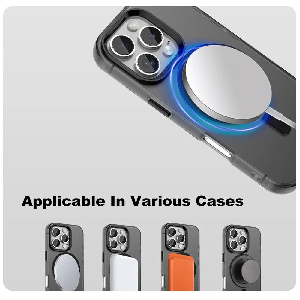 IMAK For iPhone 16 Pro Max Case Compatible with MagSafe Candy Color Anti Drop TPU + PET Back Cover - Black - 6