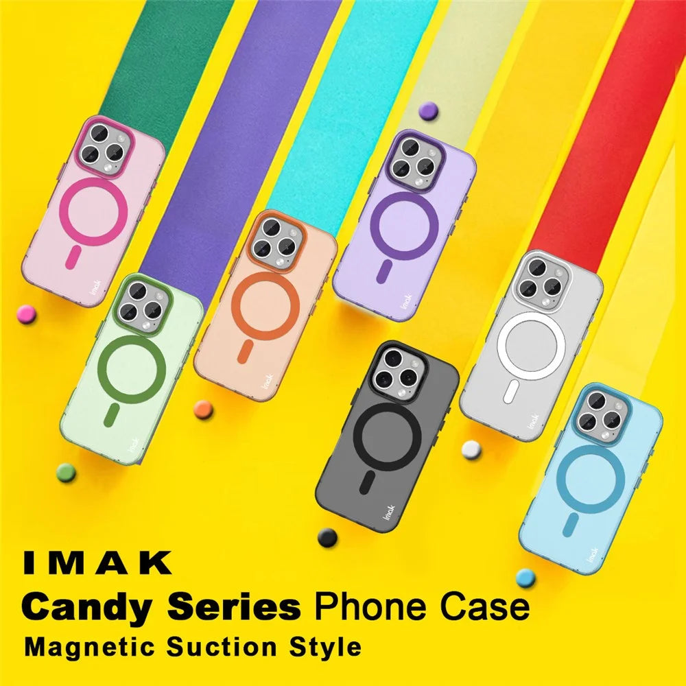 IMAK For iPhone 16 Pro Max Case Compatible with MagSafe Candy Color Anti Drop TPU + PET Back Cover - Black - 7
