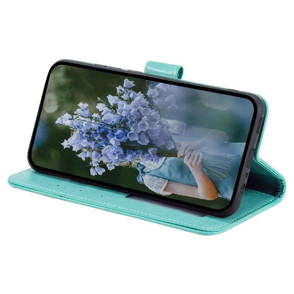 For Samsung Galaxy A23s / A23e Drop Protection PU Leather Case Mandala Flower Pattern Imprinted Wallet Stand Magnetic Flip Phone Cover - Green - 3