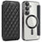 For Samsung Galaxy A56 5G Magnetic Case Rhombus PU Leather Phone Cover - Black - 1
