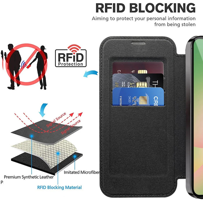For Samsung Galaxy A56 5G Magnetic Case Rhombus PU Leather Phone Cover - Black - 5