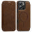For iPhone 15 Pro Case Compatible with MagSafe RFID Blocking Card Holder Leather Phone Cover - Coffee - 1