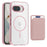 For Google Pixel 9a Magnetic Case TPU + PC Phone Cover with Card Bag - Transparent Pink - 1