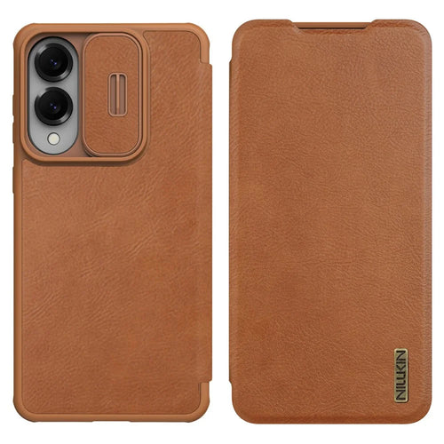 NILLKIN Qin Pro Series for Samsung Galaxy S25 Edge Case with Card Slots Leather Phone Cover - Brown - 1