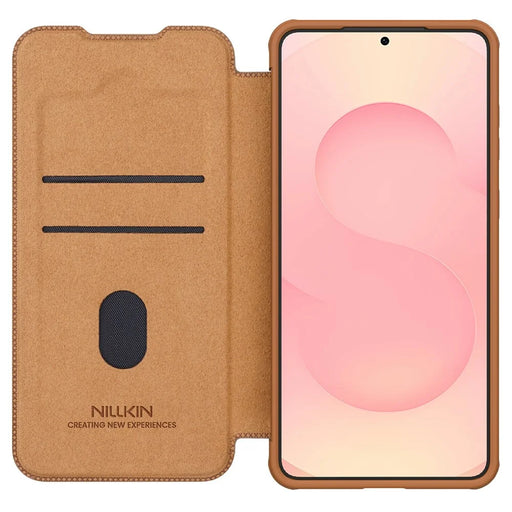 NILLKIN Qin Pro Series for Samsung Galaxy S25 Edge Case with Card Slots Leather Phone Cover - Brown - 2