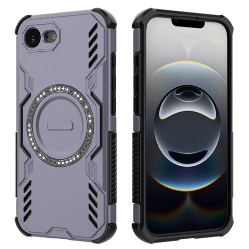 For iPhone 17e / 16e Magnetic Case Butterfly Armor Hollow Heat Dissipation PC + TPU Phone Cover - Purple - 1