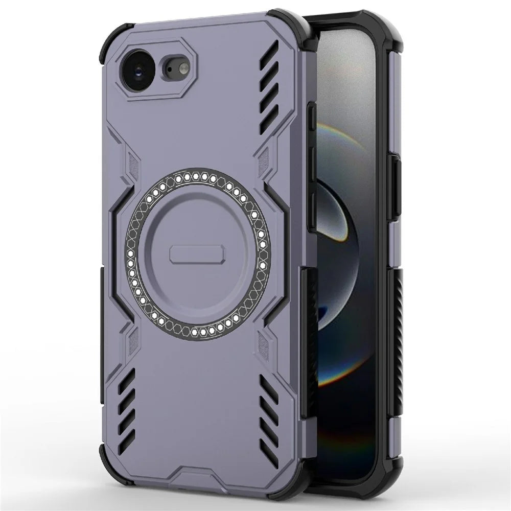 For iPhone 17e / 16e Magnetic Case Butterfly Armor Hollow Heat Dissipation PC + TPU Phone Cover - Purple - 2