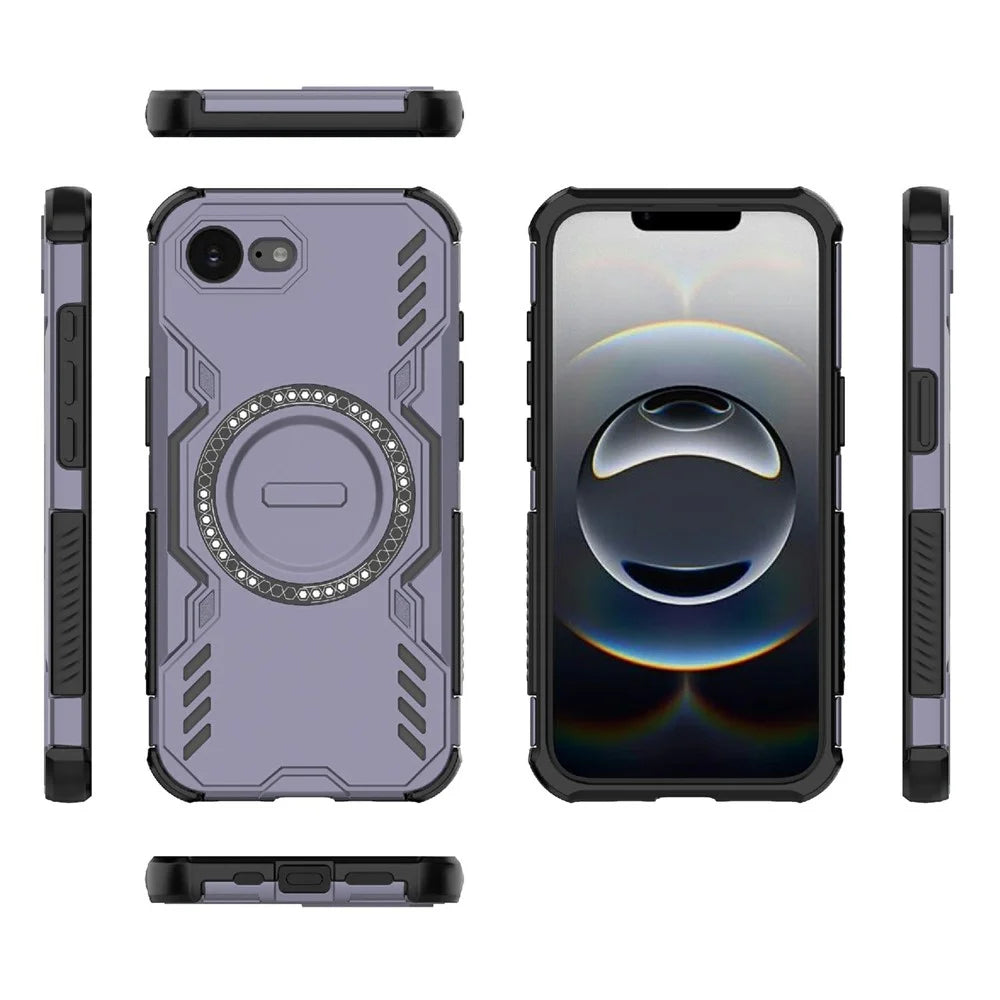 For iPhone 17e / 16e Magnetic Case Butterfly Armor Hollow Heat Dissipation PC + TPU Phone Cover - Purple - 3