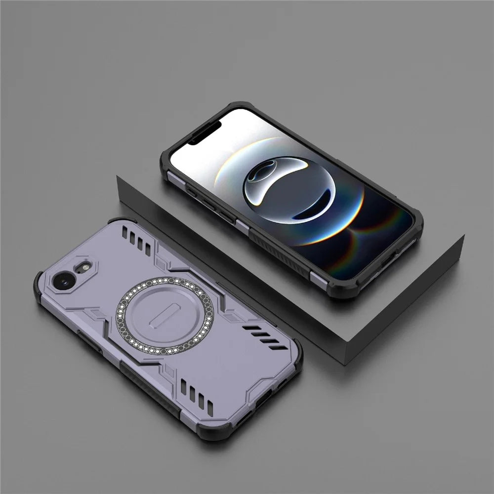 For iPhone 17e / 16e Magnetic Case Butterfly Armor Hollow Heat Dissipation PC + TPU Phone Cover - Purple - 4