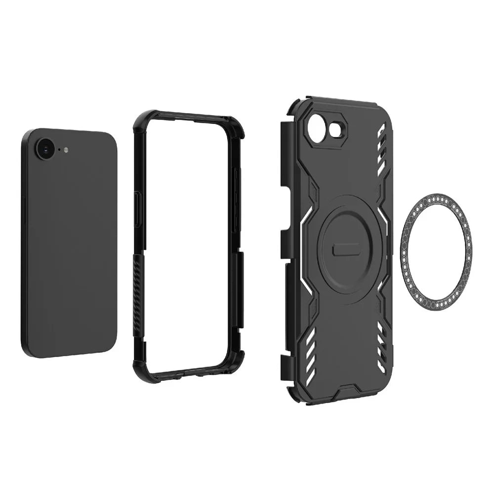 For iPhone 17e / 16e Magnetic Case Butterfly Armor Hollow Heat Dissipation PC + TPU Phone Cover - Purple - 5