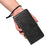 For iPhone 17e / 16e Leather Case Wallet Stand Grids Imprinted Phone Cover with Strap - Black - 6