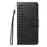 For iPhone 17e / 16e Leather Case Wallet Stand Grids Imprinted Phone Cover with Strap - Black - 7