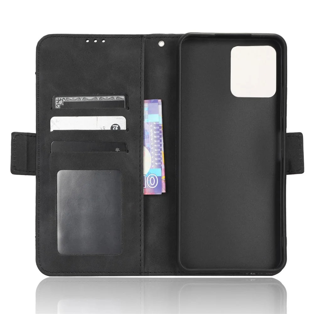 For T-Mobile REVVL 6 5G / Telekom T Phone 5G / T-Mobile T Phone 5G Multiple Card Slots PU Leather Full Protection Cover Phone Stand Wallet Case - Black - 5