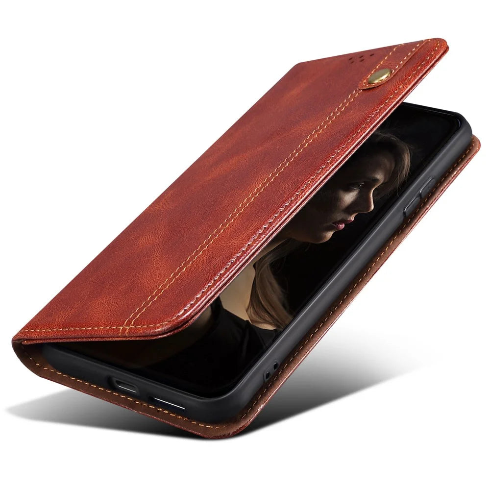 For Nothing CMF Phone 2 Pro Case Crazy Horse Texture Waxy Leather Wallet Stand Phone Cover - Brown - 4