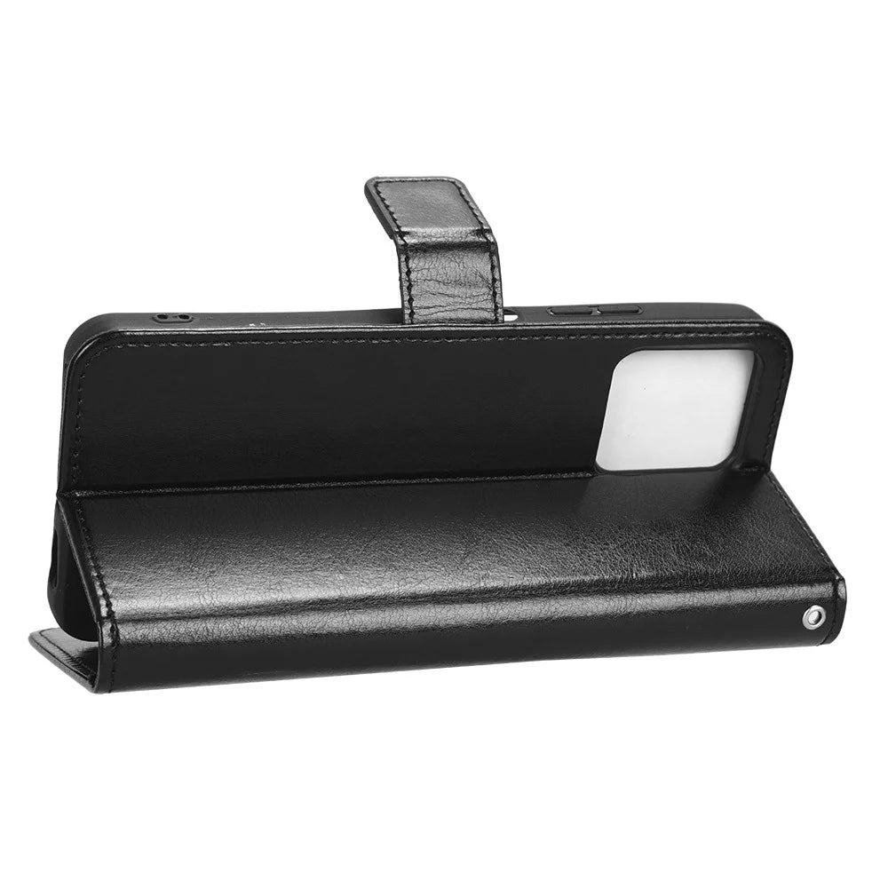 For T-Mobile REVVL 6 5G / Telekom T Phone 5G / T-Mobile T Phone 5G Phone Stand Wallet Case Crazy Horse Texture PU Leather Protective Cover - Black - 3