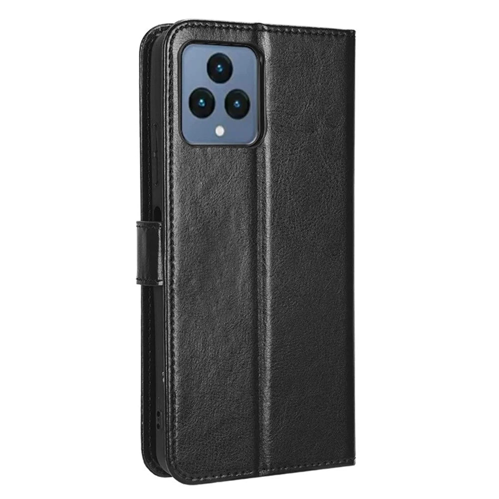 For T-Mobile REVVL 6 5G / Telekom T Phone 5G / T-Mobile T Phone 5G Phone Stand Wallet Case Crazy Horse Texture PU Leather Protective Cover - Black - 7