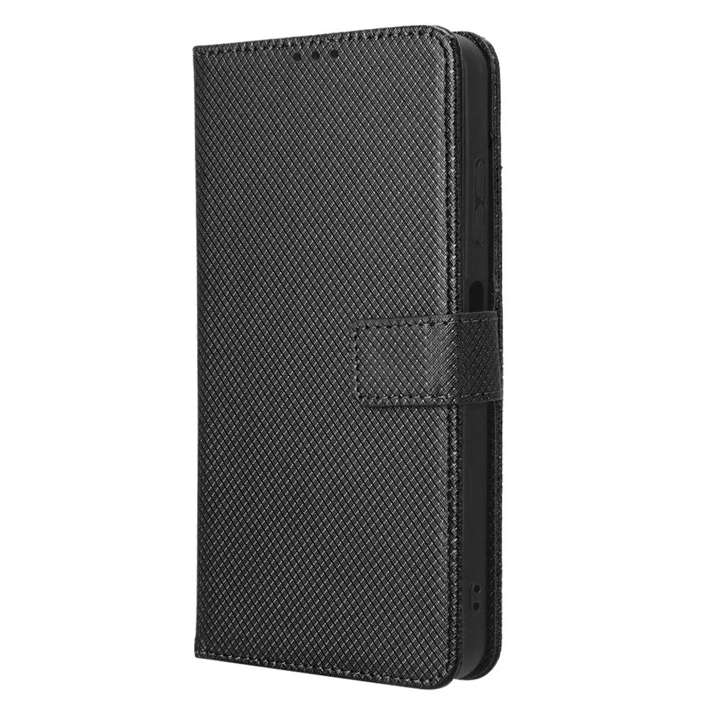 For T-Mobile REVVL 6 5G / Telekom T Phone 5G / T-Mobile T Phone 5G Diamond Texture Full Protection PU Leather Stand Case Phone Wallet Cover - Black - 7