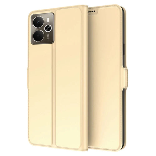 For 	Realme 14 5G Case Shockproof TPU Inner Shell Leather Phone Cover Card Slot - Gold - 1