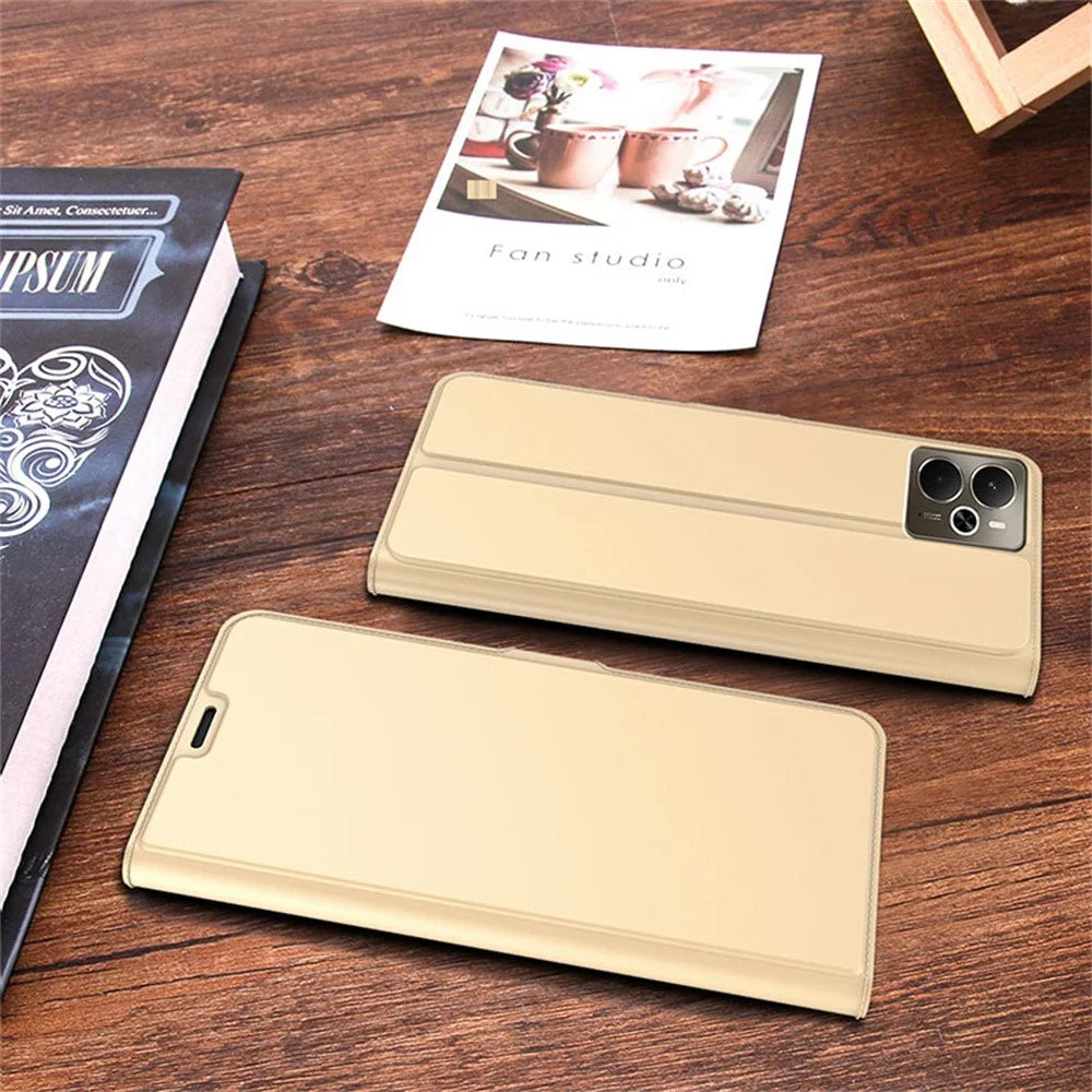 For 	Realme 14 5G Case Shockproof TPU Inner Shell Leather Phone Cover Card Slot - Gold - 7