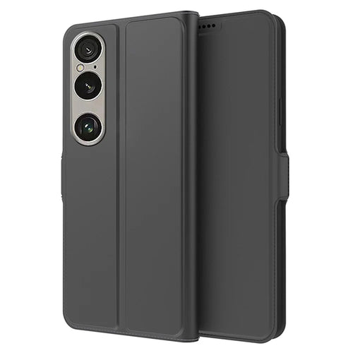 For Sony Xperia 1 VII Case Shockproof TPU Inner Shell Leather Phone Cover Card Slot - Black - 1
