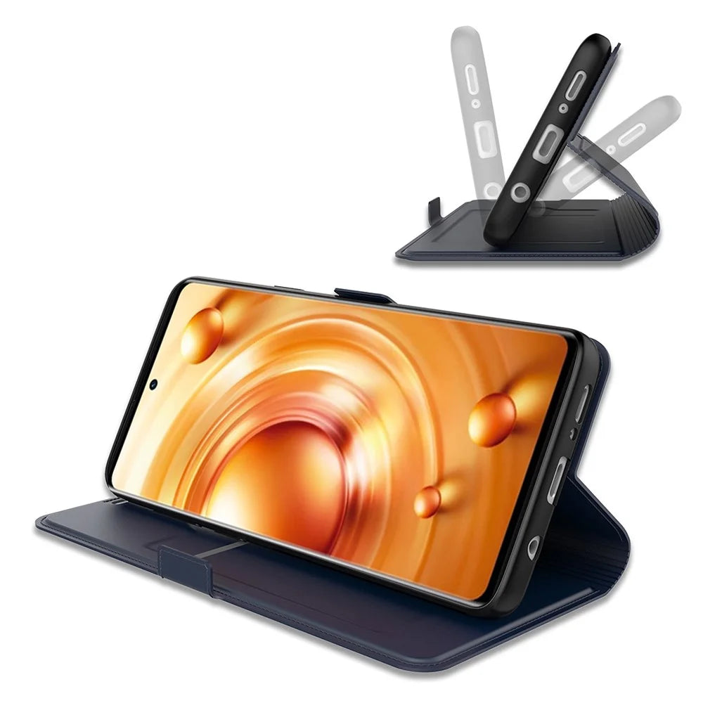 For vivo X200 Ultra 5G Case Shockproof TPU Inner Shell Leather Phone Cover Card Slot - Blue - 3