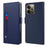 For Realme 14 5G Case Stand PU Leather Phone Cover Card Holder Mirror - Blue - 1