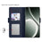 For Realme 14 5G Case Stand PU Leather Phone Cover Card Holder Mirror - Blue - 2