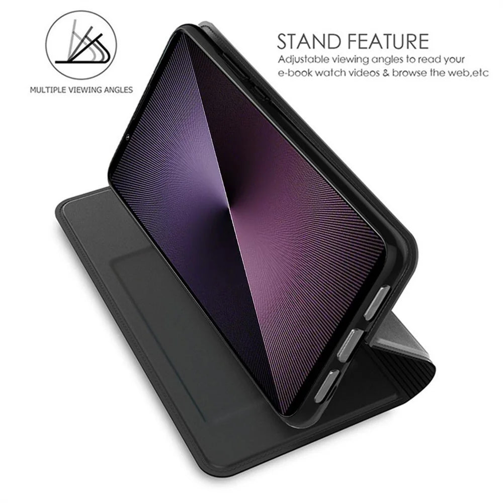 For Sony Xperia 1 VII Case PU Leather Phone Cover with Card Holder Stand - Black - 2
