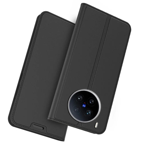 For vivo X200 Ultra 5G Case PU Leather Phone Cover with Card Holder Stand - Black - 1