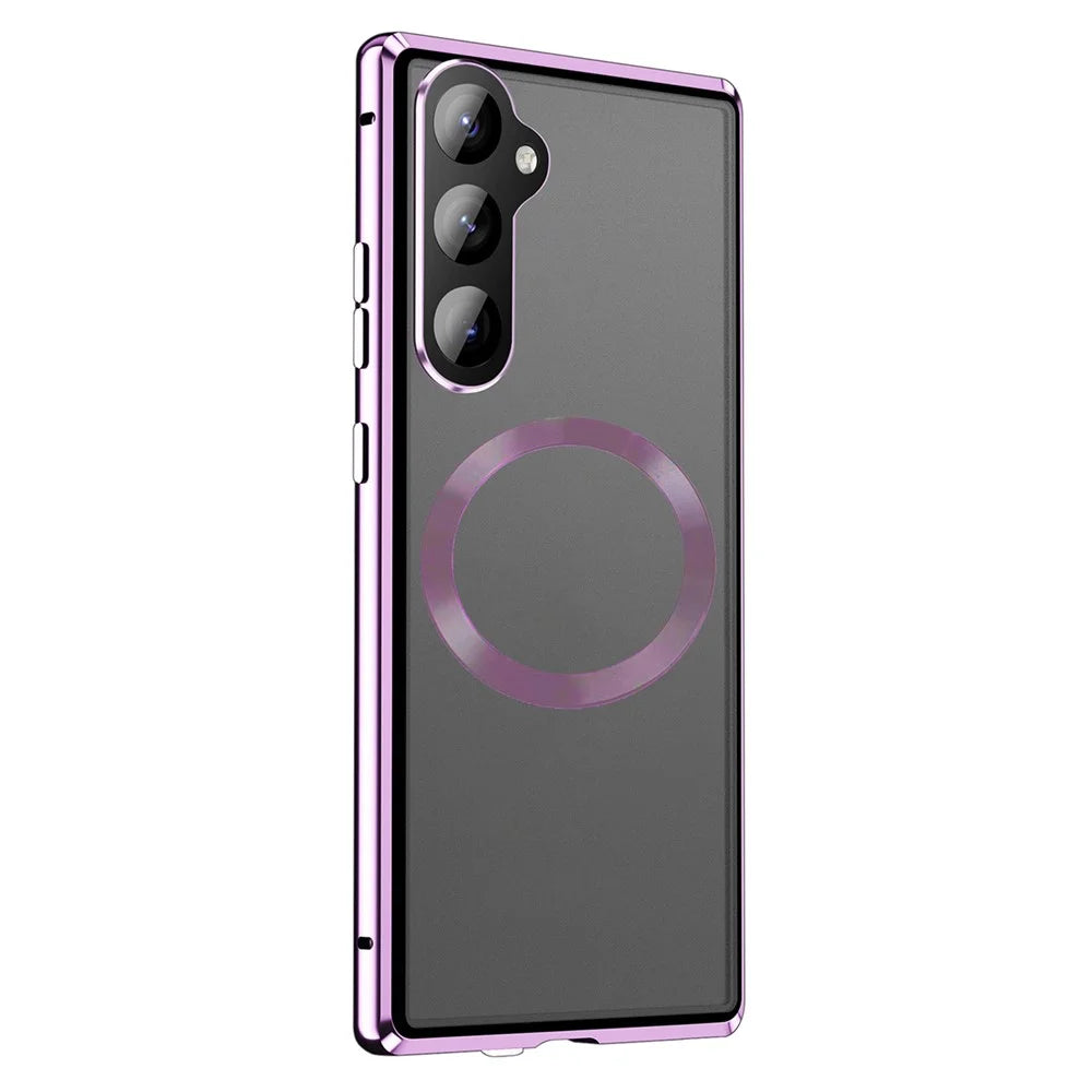 For Samsung Galaxy S25 / S24 Magnetic Case Magnetic Adsorption Phone Cover with HD Tempered Glass Film - Purple - 2