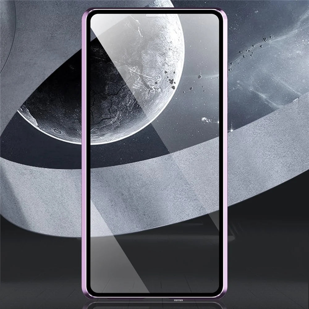 For Samsung Galaxy S25 / S24 Magnetic Case Magnetic Adsorption Phone Cover with HD Tempered Glass Film - Purple - 3