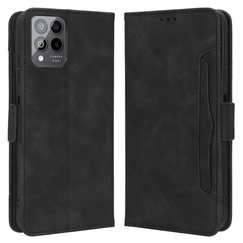 For T-Mobile REVVL 6 Pro 5G 5G / Telekom T Phone Pro 5G / T-Mobile T Phone Pro 5G PU Leather Protective Cover Multiple Card Slots Foldable Stand Phone Wallet Case - Black - 1