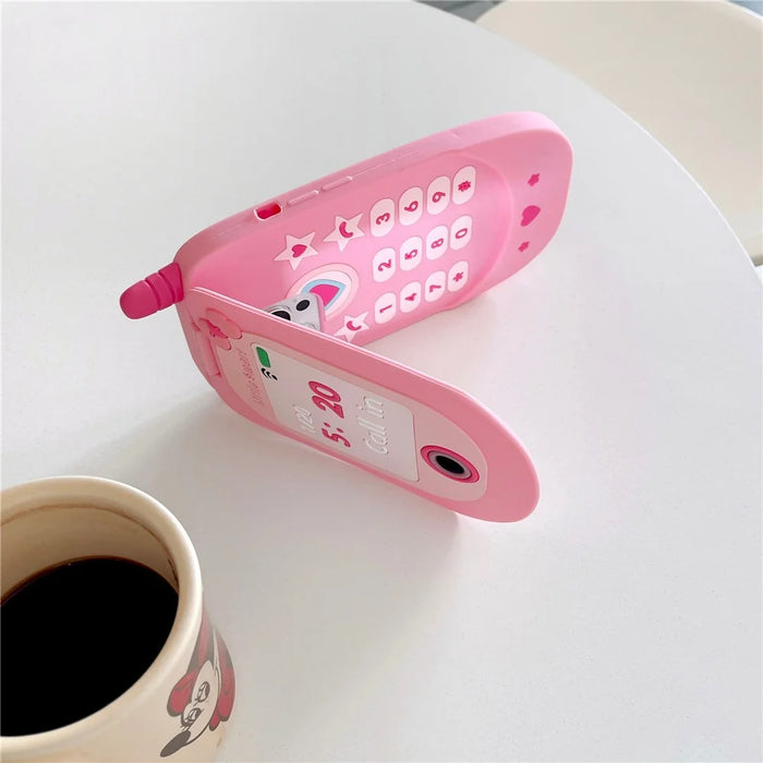 For iPhone 16 Pro Max Silicone Case Cute Pink Design Phone Back Cover with Lens Cover Kickstand Mirror - 5
