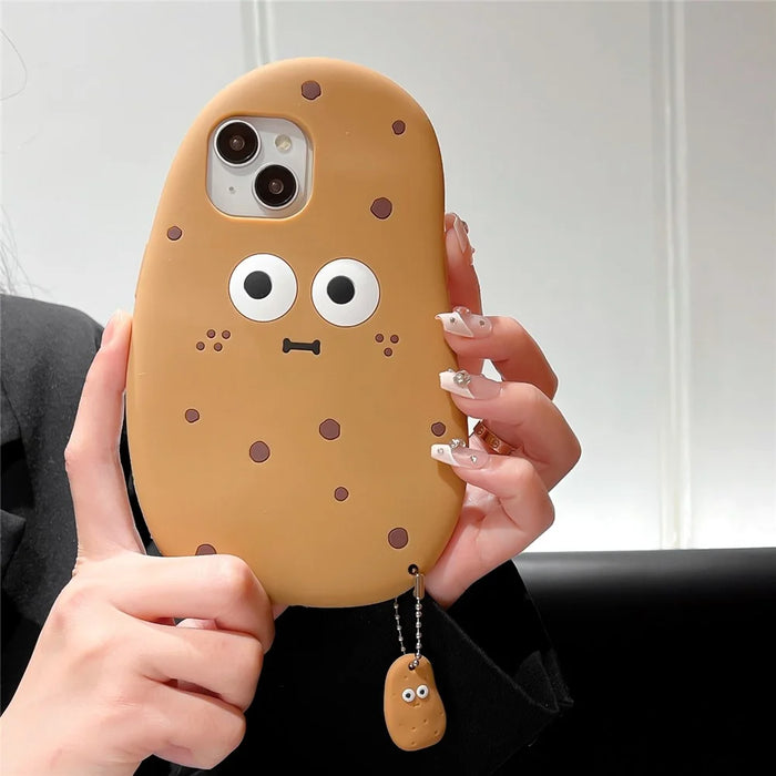 For iPhone 15 Silicone Case Cute 3D Potato Design Shockproof Phone Back Cover - 1