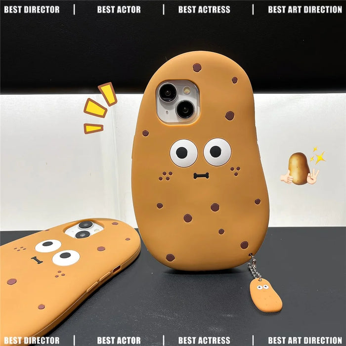 For iPhone 15 Silicone Case Cute 3D Potato Design Shockproof Phone Back Cover - 3