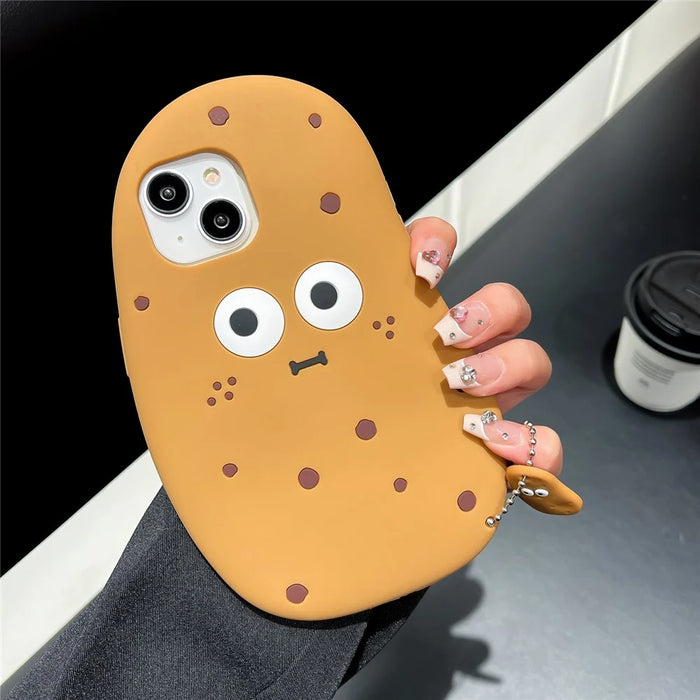 For iPhone 15 Silicone Case Cute 3D Potato Design Shockproof Phone Back Cover - 4