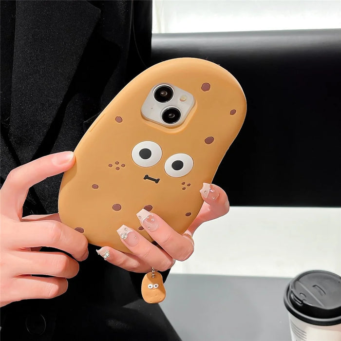 For iPhone 15 Silicone Case Cute 3D Potato Design Shockproof Phone Back Cover - 7
