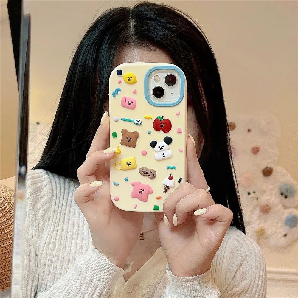 For iPhone 15 Silicone Case Cute 3D Cartoon Fragment Design Shockproof Phone Back Cover - 2