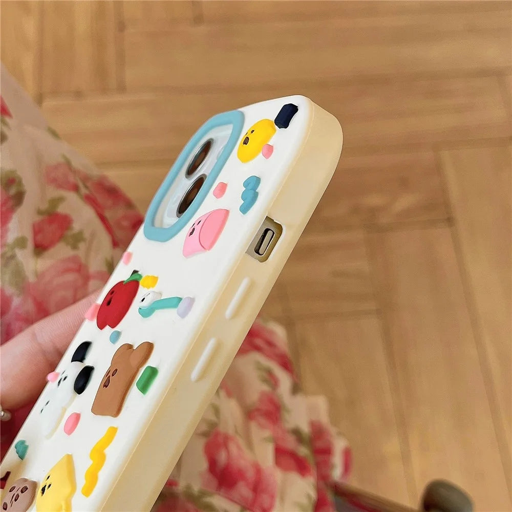 For iPhone 15 Silicone Case Cute 3D Cartoon Fragment Design Shockproof Phone Back Cover - 5