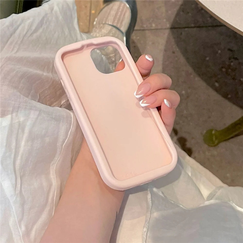 For iPhone 15 Silicone Case Cute Pearl Bow Design Shockproof Phone Back Cover - 2