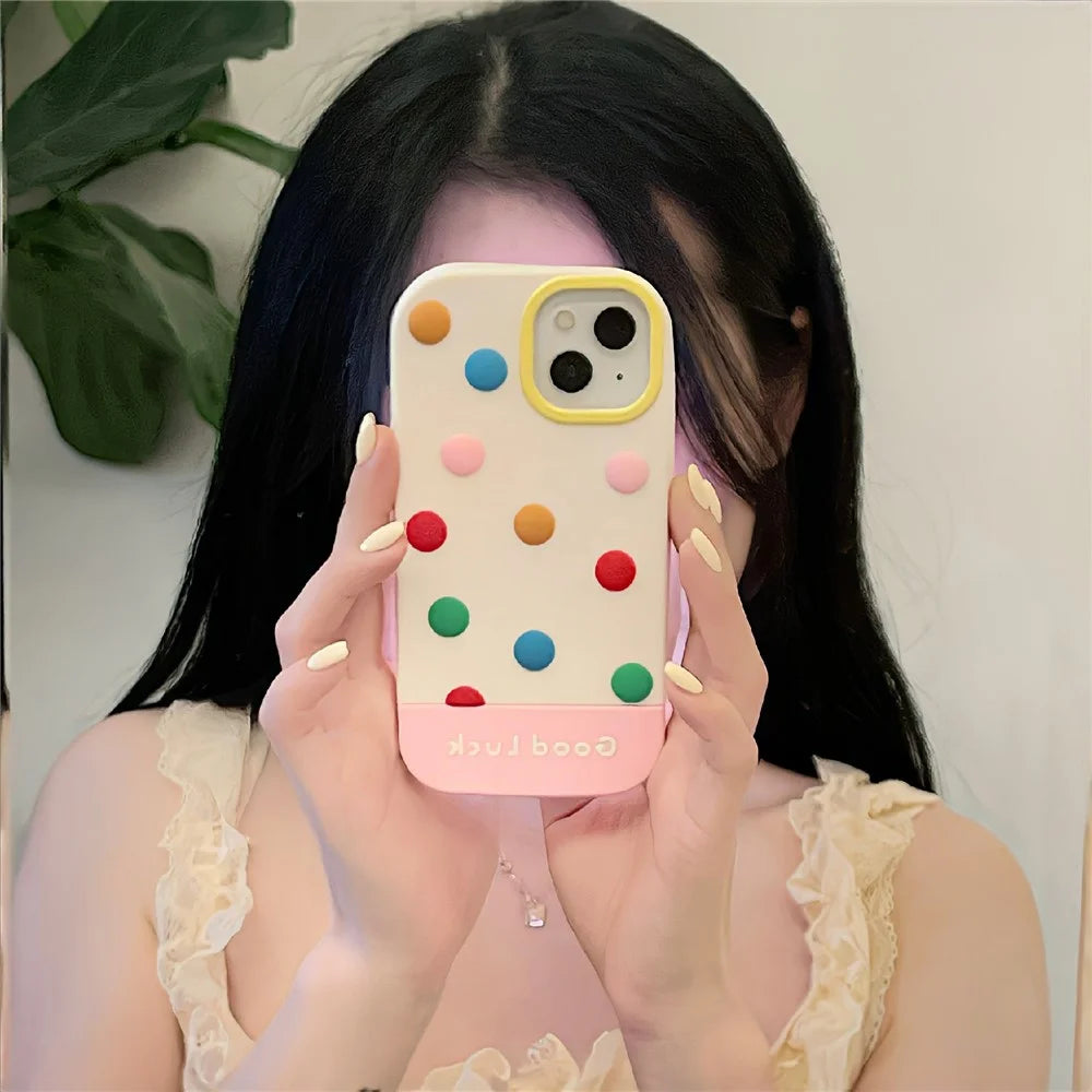 For iPhone 15 Silicone Case Cute 3D Colorful Beans Design Shockproof Phone Back Cover - 2