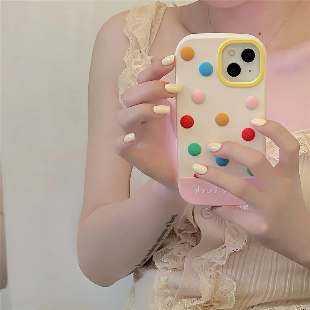 For iPhone 15 Silicone Case Cute 3D Colorful Beans Design Shockproof Phone Back Cover - 3