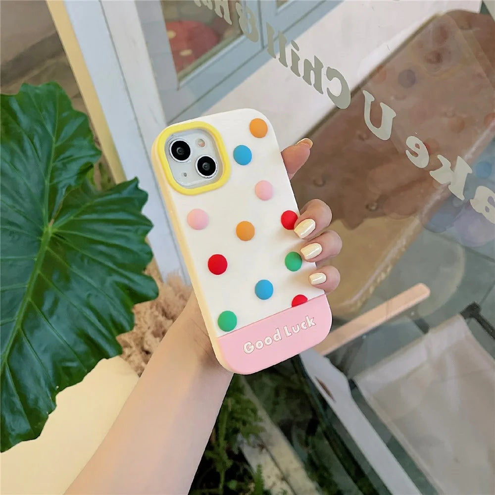 For iPhone 15 Silicone Case Cute 3D Colorful Beans Design Shockproof Phone Back Cover - 4