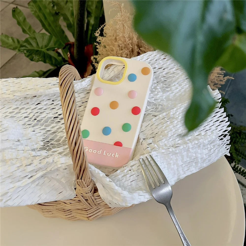 For iPhone 15 Silicone Case Cute 3D Colorful Beans Design Shockproof Phone Back Cover - 7
