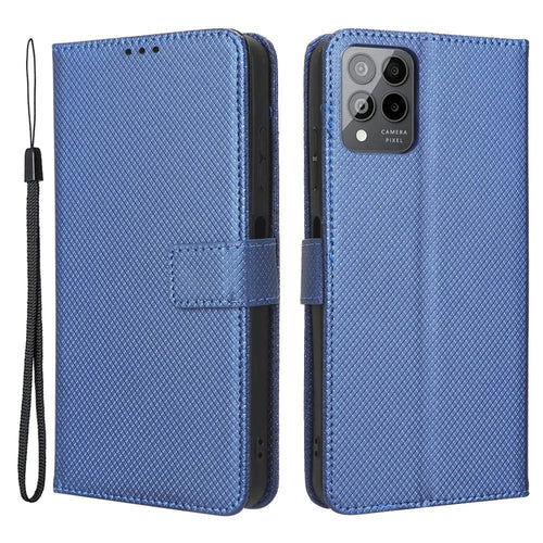 For T-Mobile REVVL 6 Pro 5G 5G / Telekom T Phone Pro 5G / T-Mobile T Phone Pro 5G Diamond Texture PU Leather Shockproof Case Flip Stand Phone Wallet Cover - Blue - 1