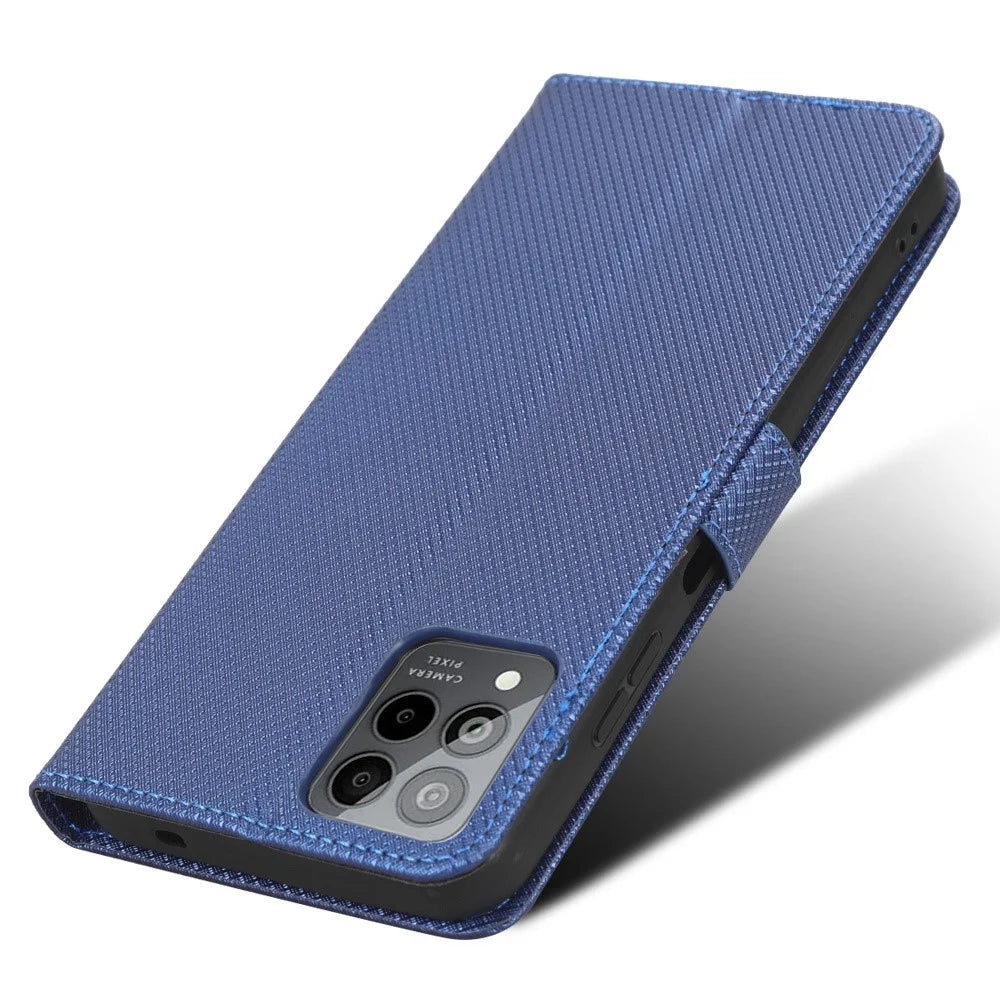 For T-Mobile REVVL 6 Pro 5G 5G / Telekom T Phone Pro 5G / T-Mobile T Phone Pro 5G Diamond Texture PU Leather Shockproof Case Flip Stand Phone Wallet Cover - Blue - 5