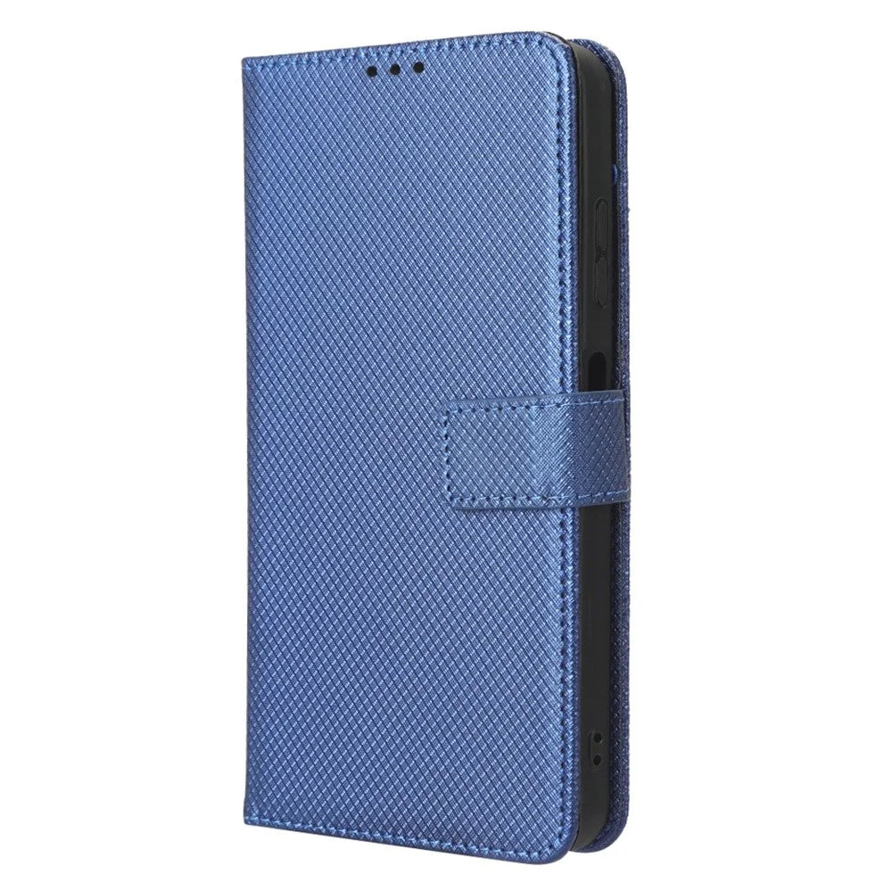 For T-Mobile REVVL 6 Pro 5G 5G / Telekom T Phone Pro 5G / T-Mobile T Phone Pro 5G Diamond Texture PU Leather Shockproof Case Flip Stand Phone Wallet Cover - Blue - 7