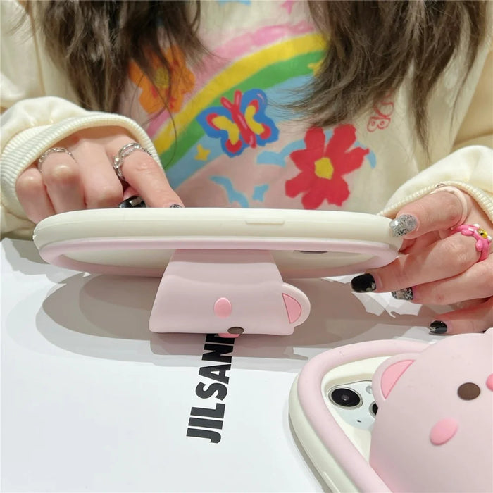 For iPhone 15 Silicone Case Cute Pig Slipper Design Shockproof Phone Back Cover - 3