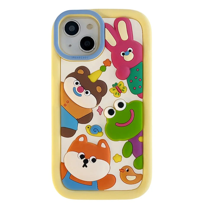 For iPhone 15 Silicone Case Cute 3D Animal Collection Pattern Shockproof Phone Back Cover - 1