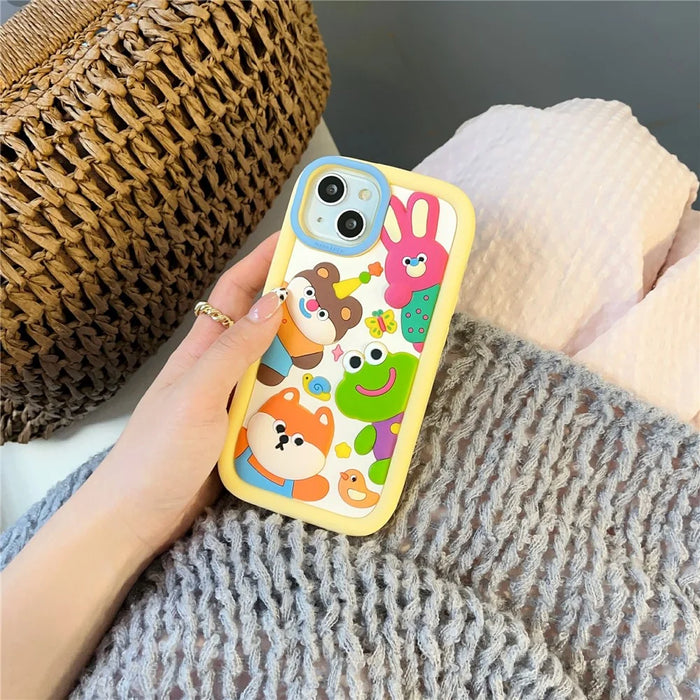 For iPhone 15 Silicone Case Cute 3D Animal Collection Pattern Shockproof Phone Back Cover - 2